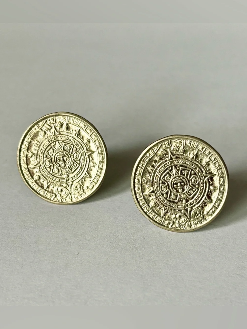 Vintage Alpaca Mexican Aztec Cuff links pair of 2